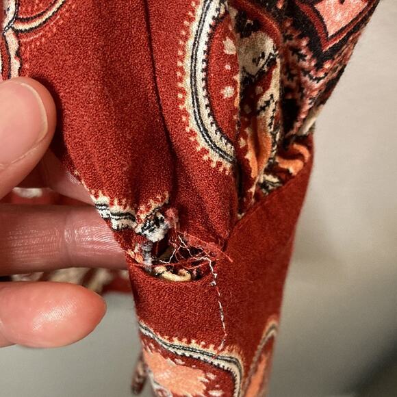 AFRM Red Paisley Boho Ruffle Bottom Dress Size XS - Picture 5 of 9